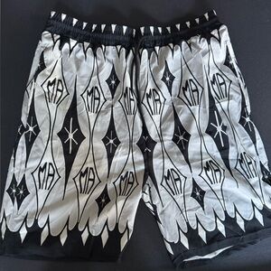 Patterned Black & White Men’s Athletic Shorts